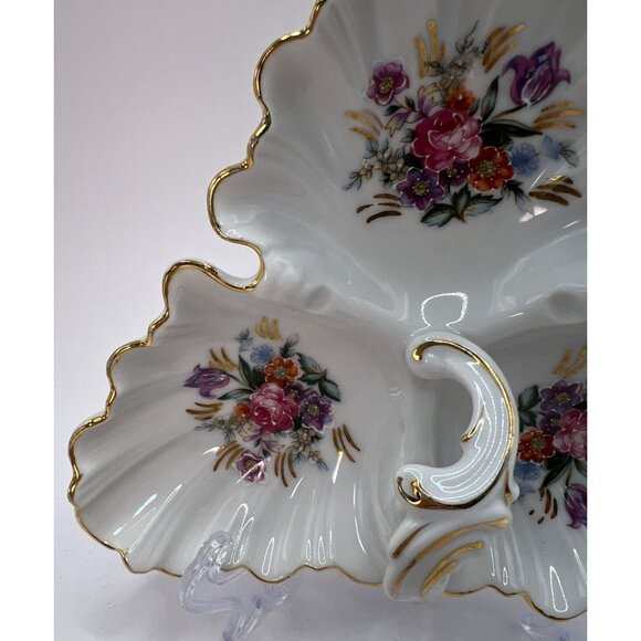 Vtg Thames Hand Painted 3 Section Candy, Mint Dish - Picture 4 of 9